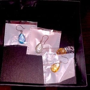 Silver and genuine gemstone earrings. 3 pairs